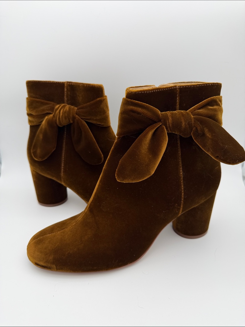 Madewell The Esme Bow Boot in Burnished Cedar 9.5 Velvet Heeled Booties Fall - Picture 16 of 16